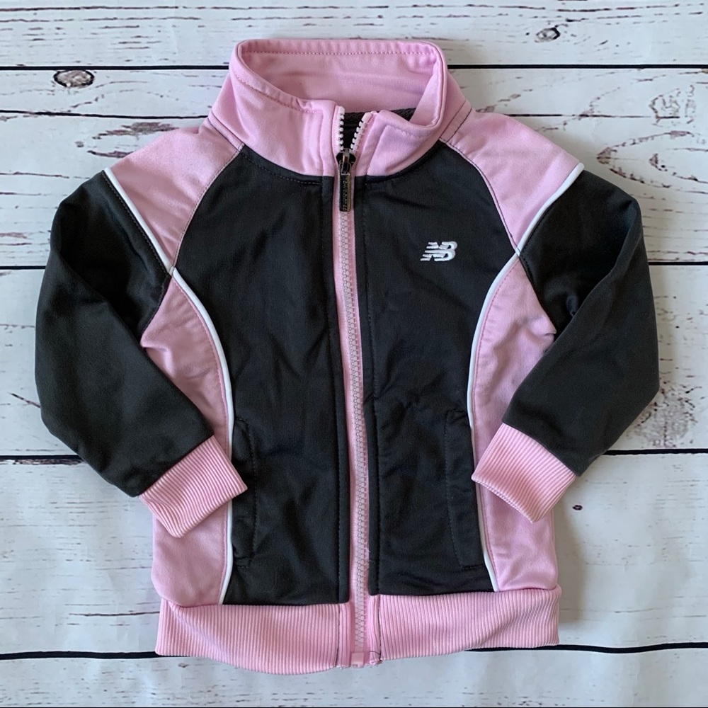 New Balance Full Zip Sweater Gray & Pink 18M-24M
